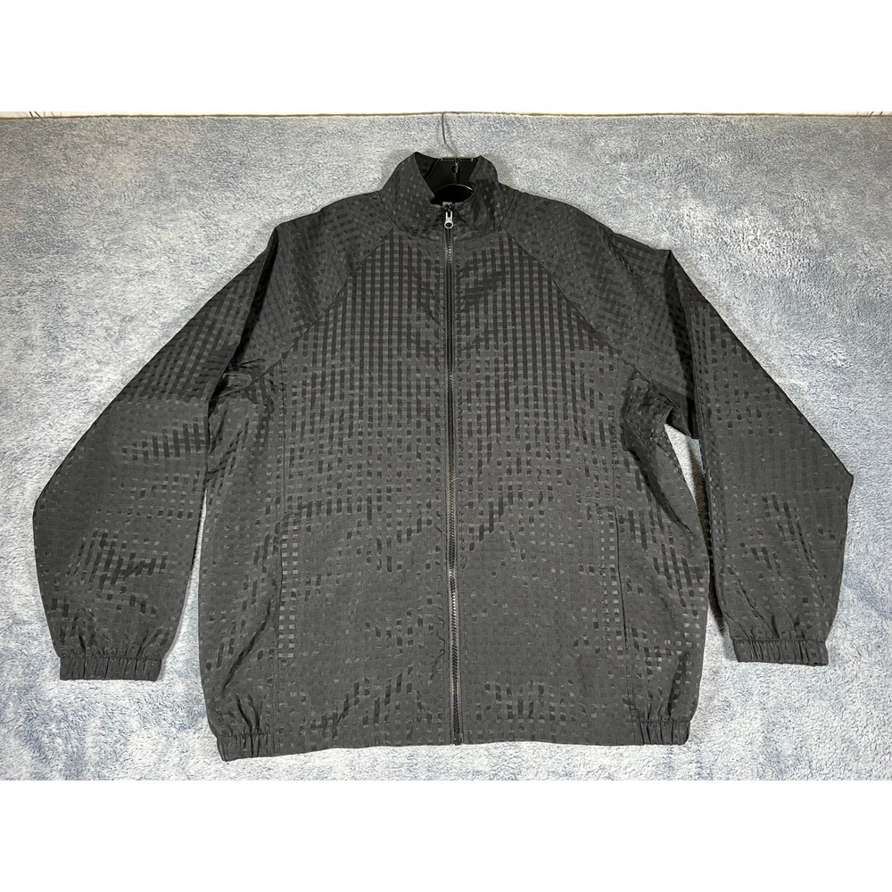 Fabletics Mens Black Tonal Checkered Full Zip Track Jacket JT2148815-0001 L